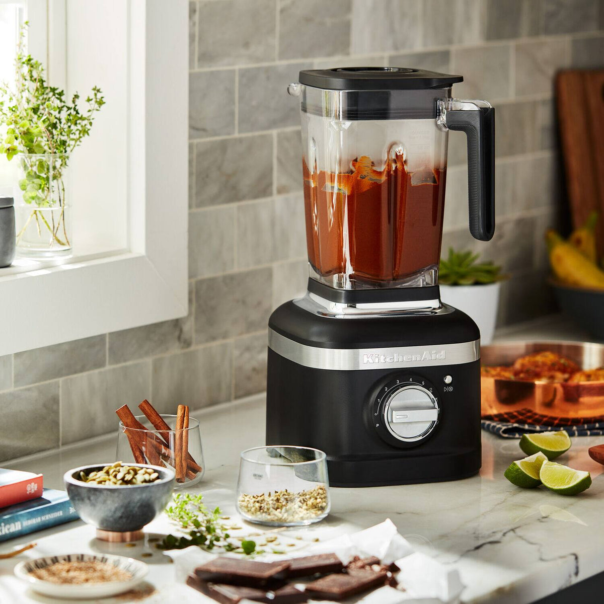 KitchenAid - K400 1200W 56 oz. Variable 5-Speed BPA-Free Blender with Tamper, Matte Black - Black Matte