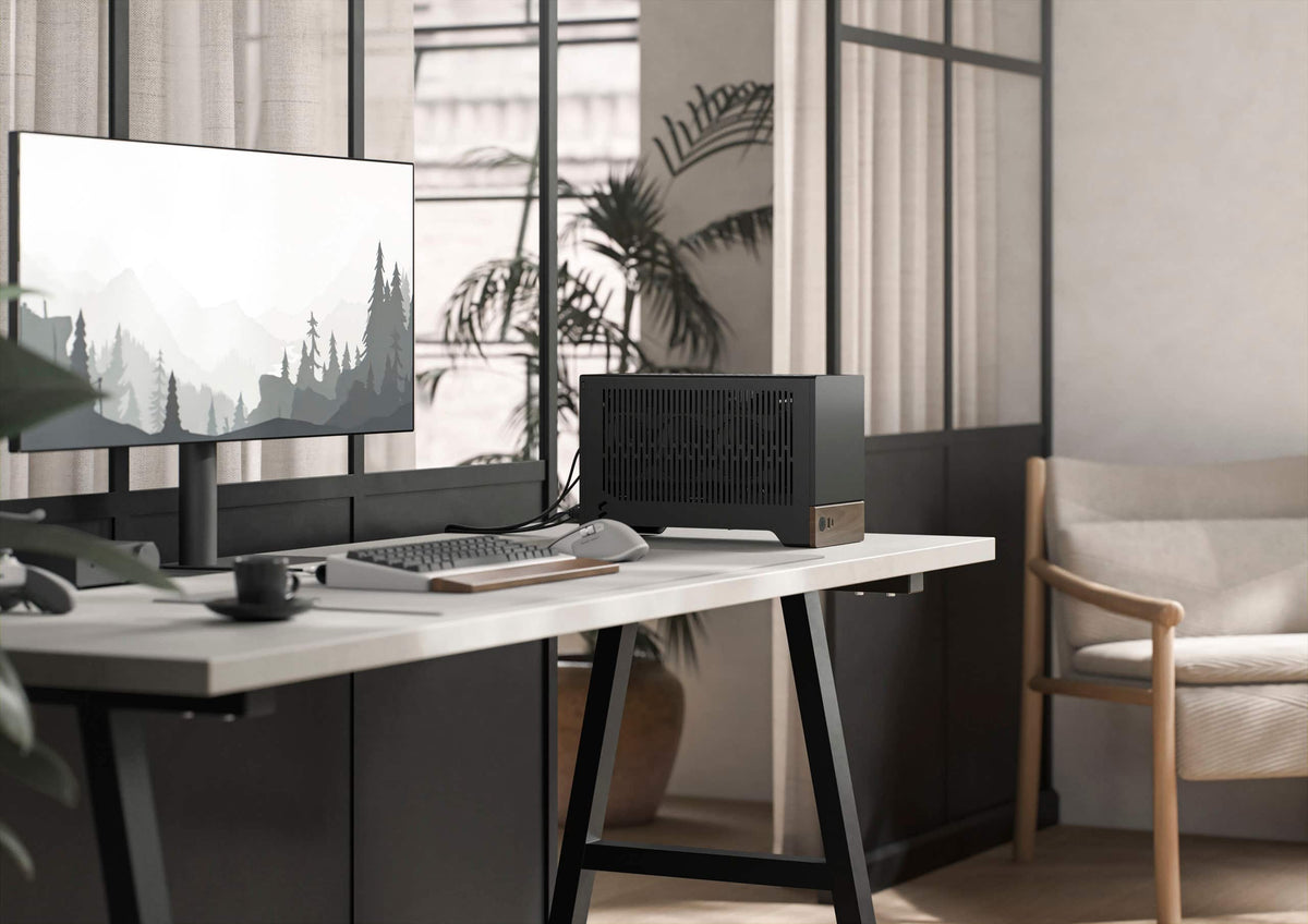 Fractal Design - Terra Graphite with PCIe 4.0 Riser Mini-ITX Small Form Factor PC Case - Black