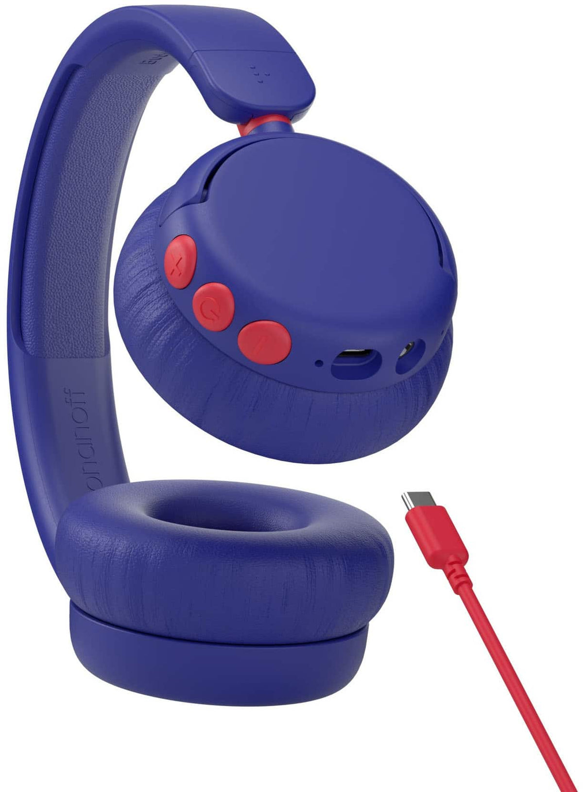 Made for Amazon BuddyPhones EcoTime Jr Wireless SafeAudio Over-the-Ear Youth Headset, Bluetooth (Ages 3-6) - Deep Blue