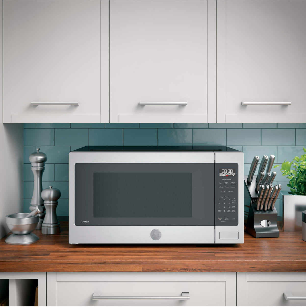 GE Profile - 2.2 Cu. Ft. Countertop Microwave with Sensor Cooking and Scan to Cook Technology - Stainless Steel