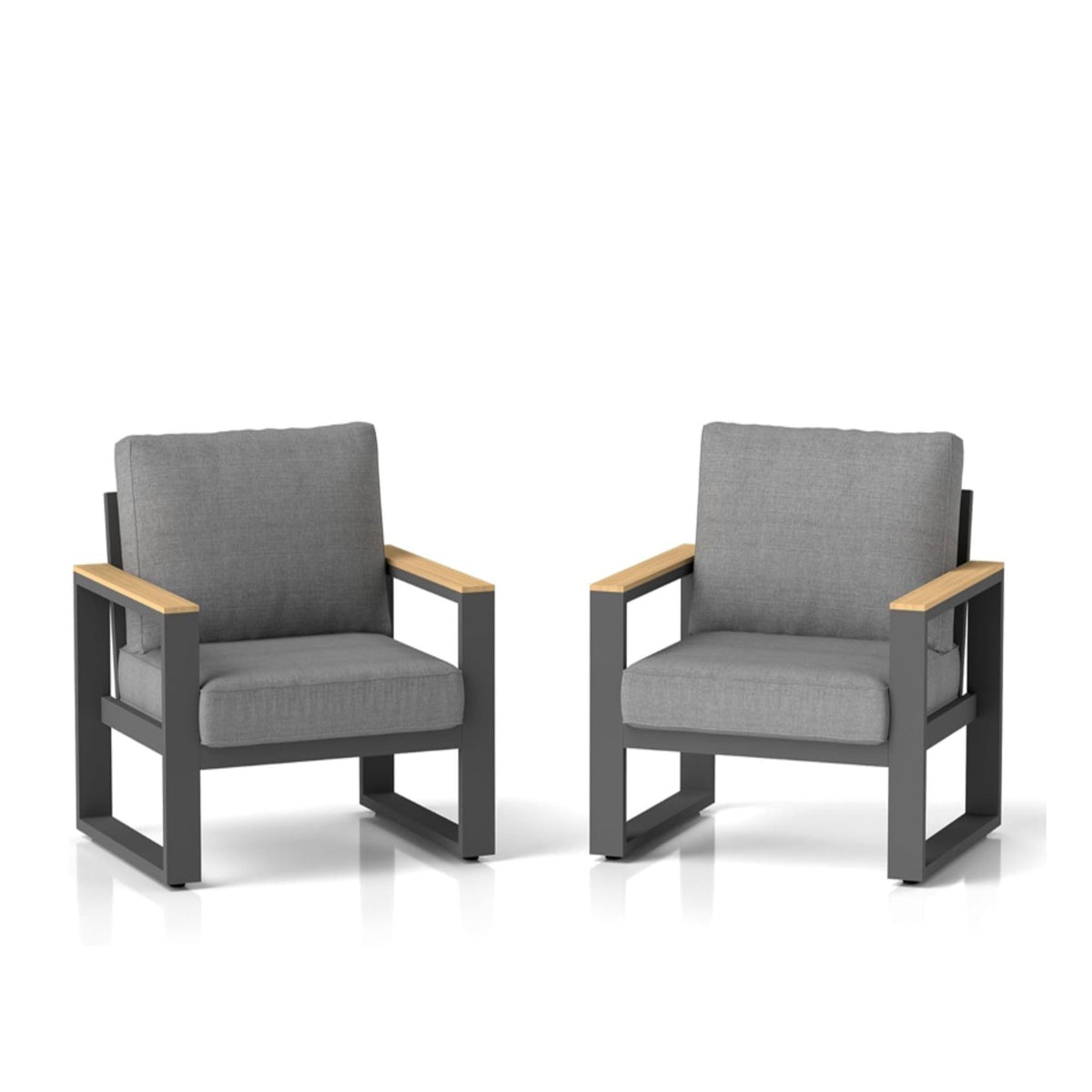 Sillones de patio para todo tipo de clima con cojines gruesos (juego de 2)