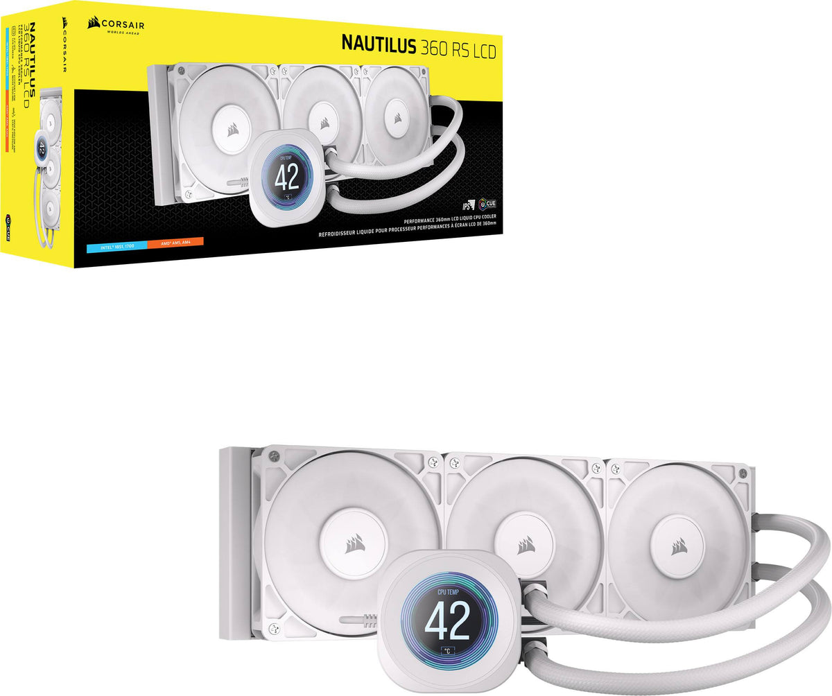 CORSAIR - NAUTILUS 360 RS LCD Liquid CPU Cooler - White