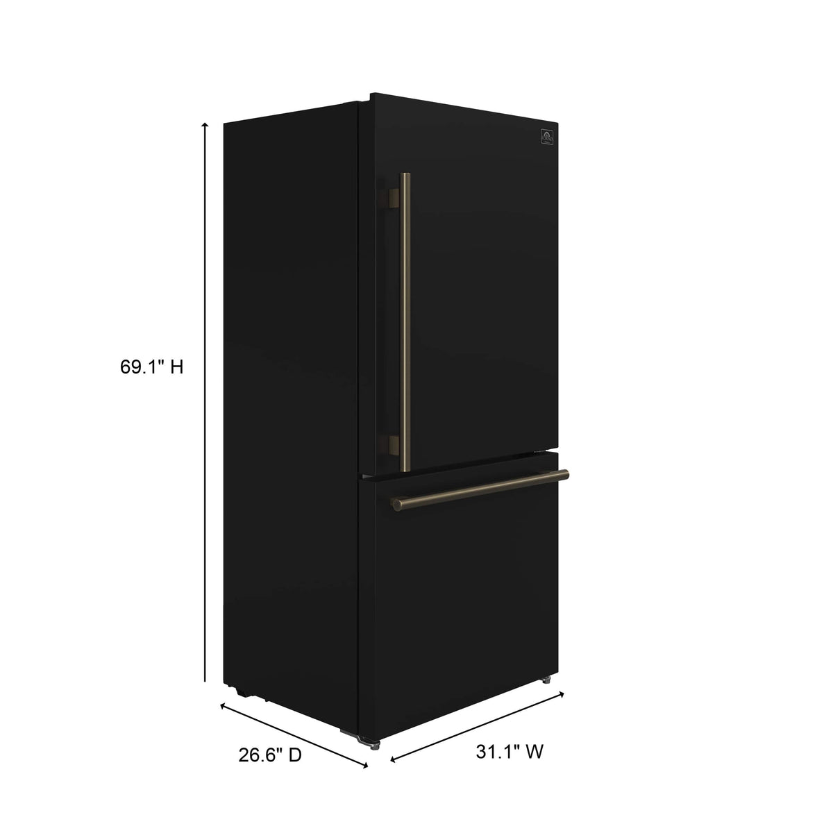 Forno Appliances - 32 in. Wide Milano Espresso 17.2 Cu. Ft. Counter-Depth Bottom Freezer Refrigerator with Right Swing Door - Black