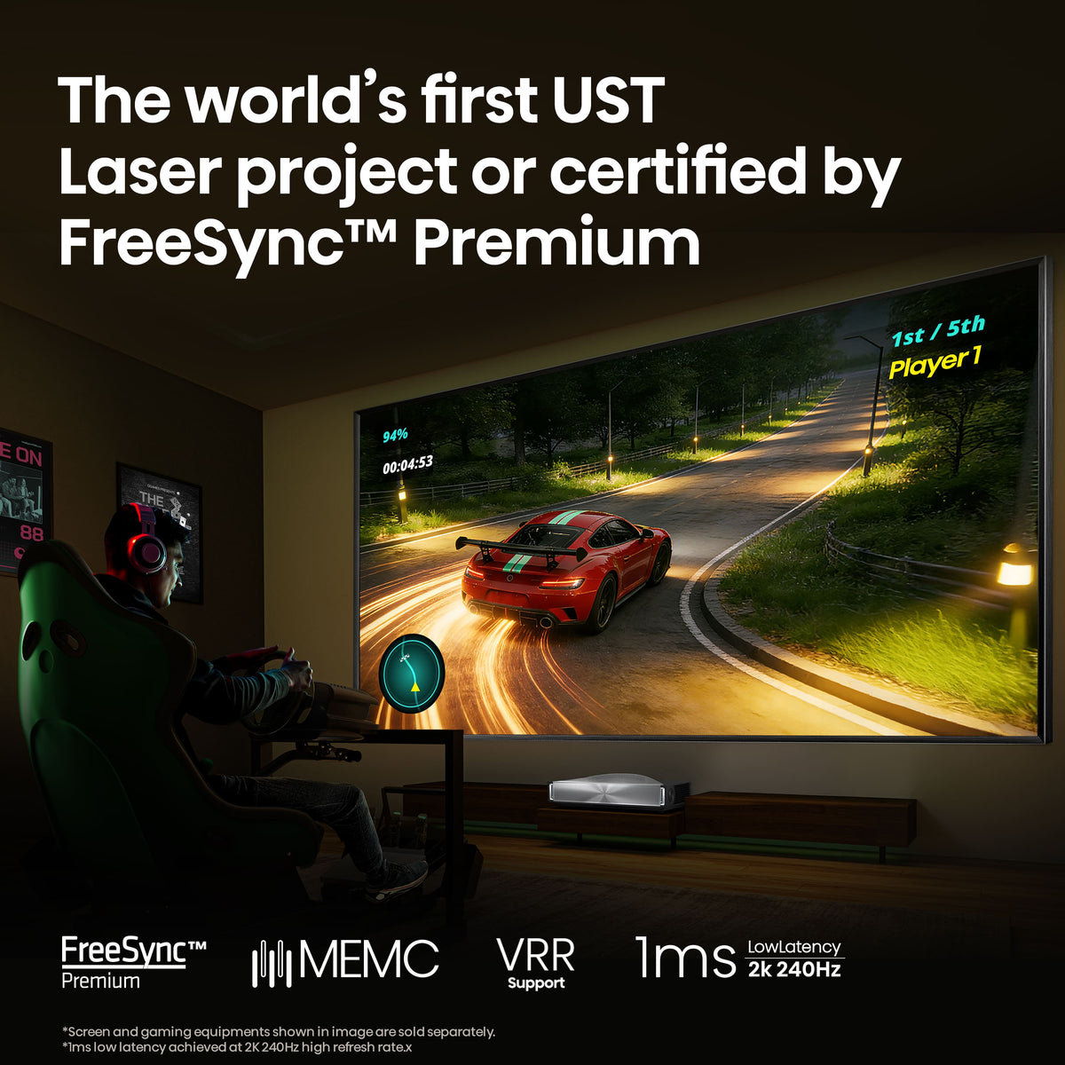 Hisense - Hisense-PX4 Pro Triple Laser Smart UST Projector,3500 Lumens,IRIS,80"-200",4K,DLP,HDR,IMAX Enhanced,Dolby Vision/Atmos - Gray