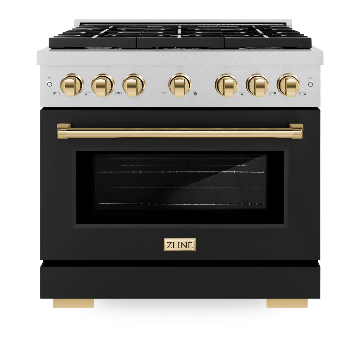 ZLINE - 36 in. Wide 6 Burner Autograph Paramount Satin Steel Gas Range with Gold Accents (SGRSZ-BLM-36-G) - White