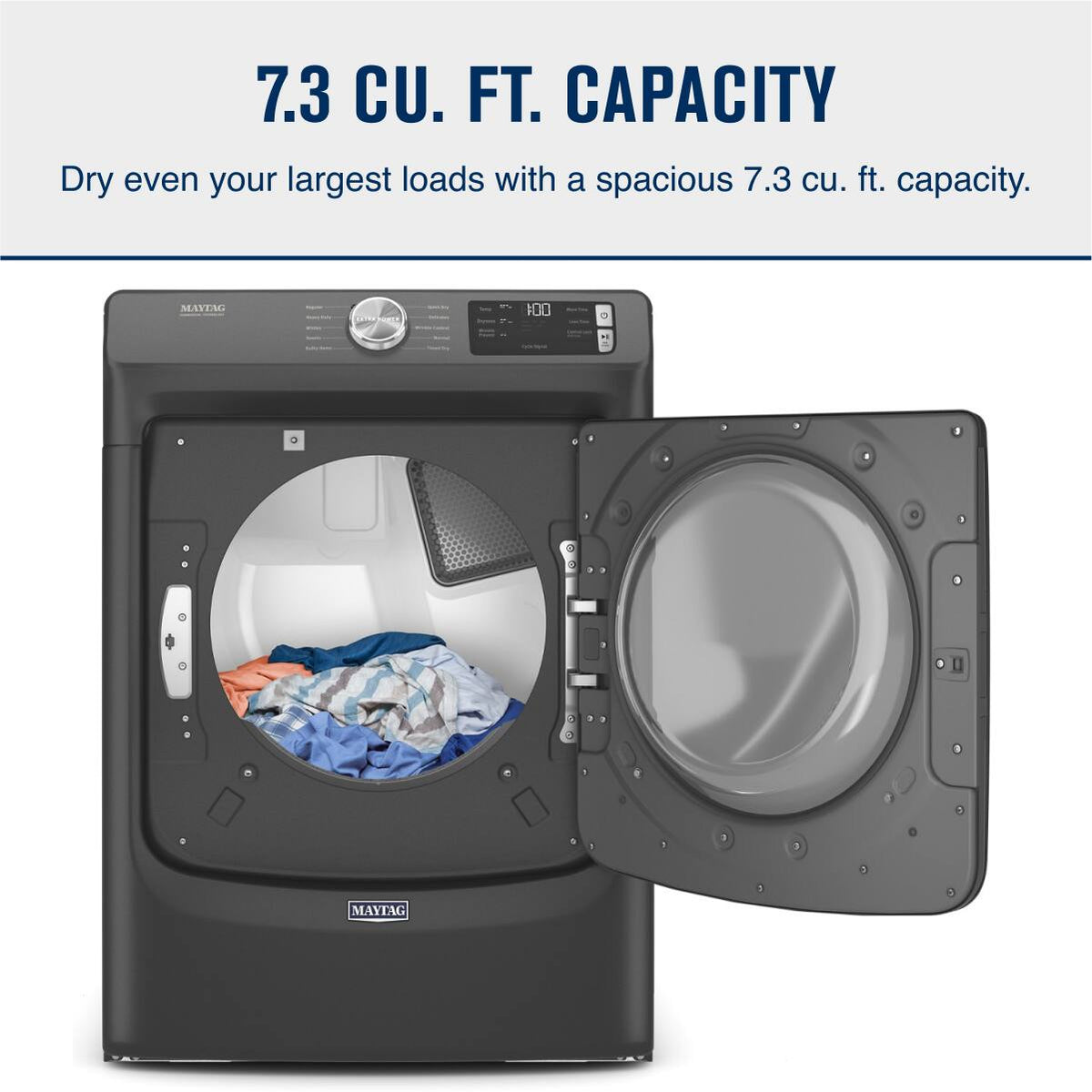 Maytag - 7.3 Cu. Ft. Stackable Gas Dryer with Extra Power Button - Volcano Black