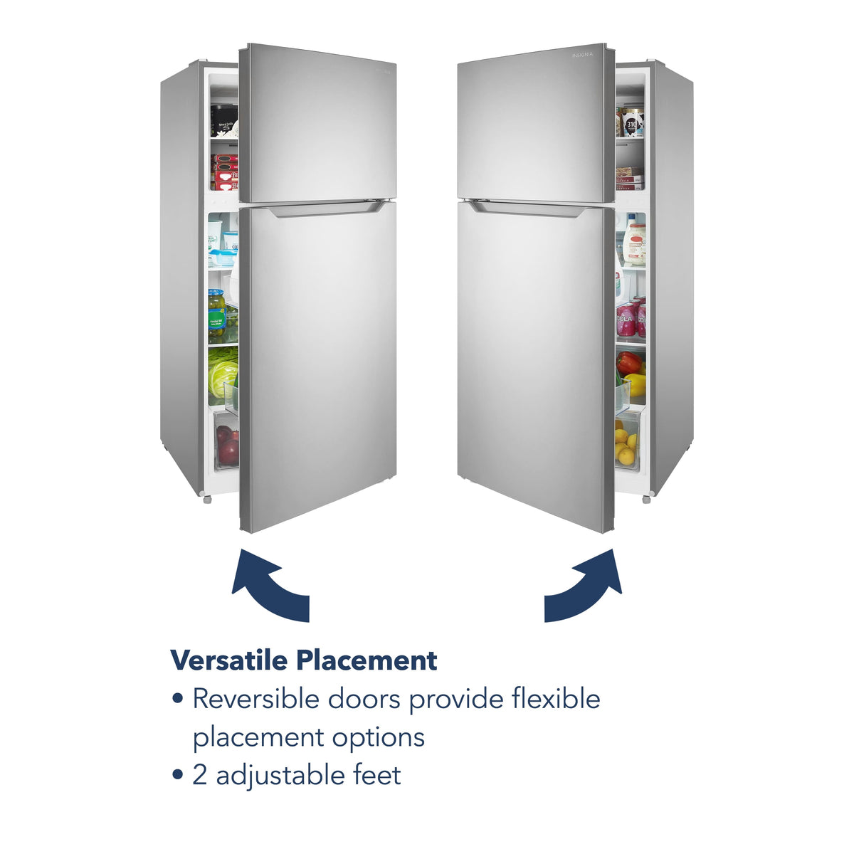 Insignia™ - 28 in. Wide 14.2 Cu. Ft. Top-Freezer Refrigerator with ENERGY STAR Certification - Stainless Steel