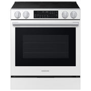 Samsung - 30 in. Wide 4 Burner 6.3 cu. ft. Bespoke Smart Slide-In Electric Range with Illuminated Precision Knobs - White Glass