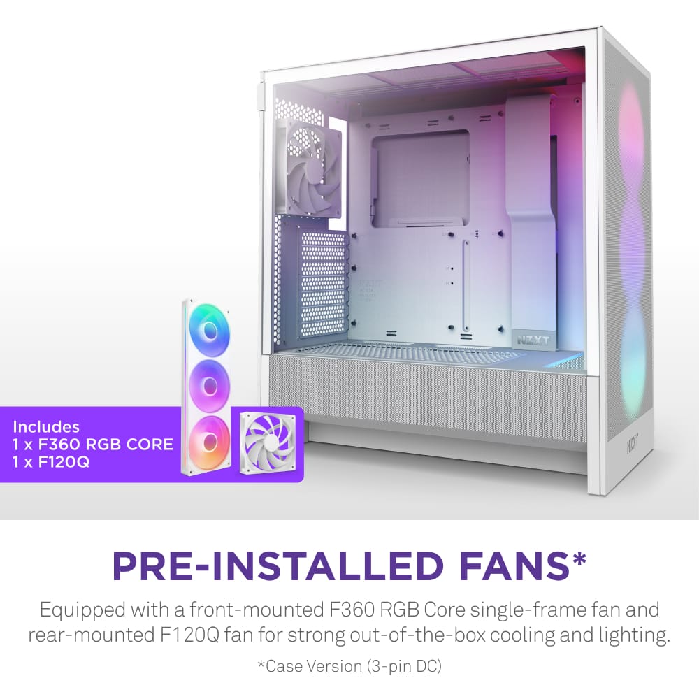 NZXT - H5 Flow RGB 2024 Compact ATX Mid-Tower Airflow PC Case - White