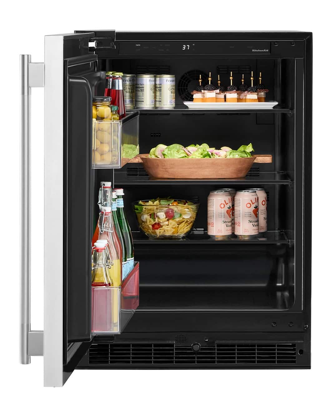 KitchenAid - 5.0 Cu. Ft. Undercounter Refrigerator - Black Cabinet/Stainless Steel Doors