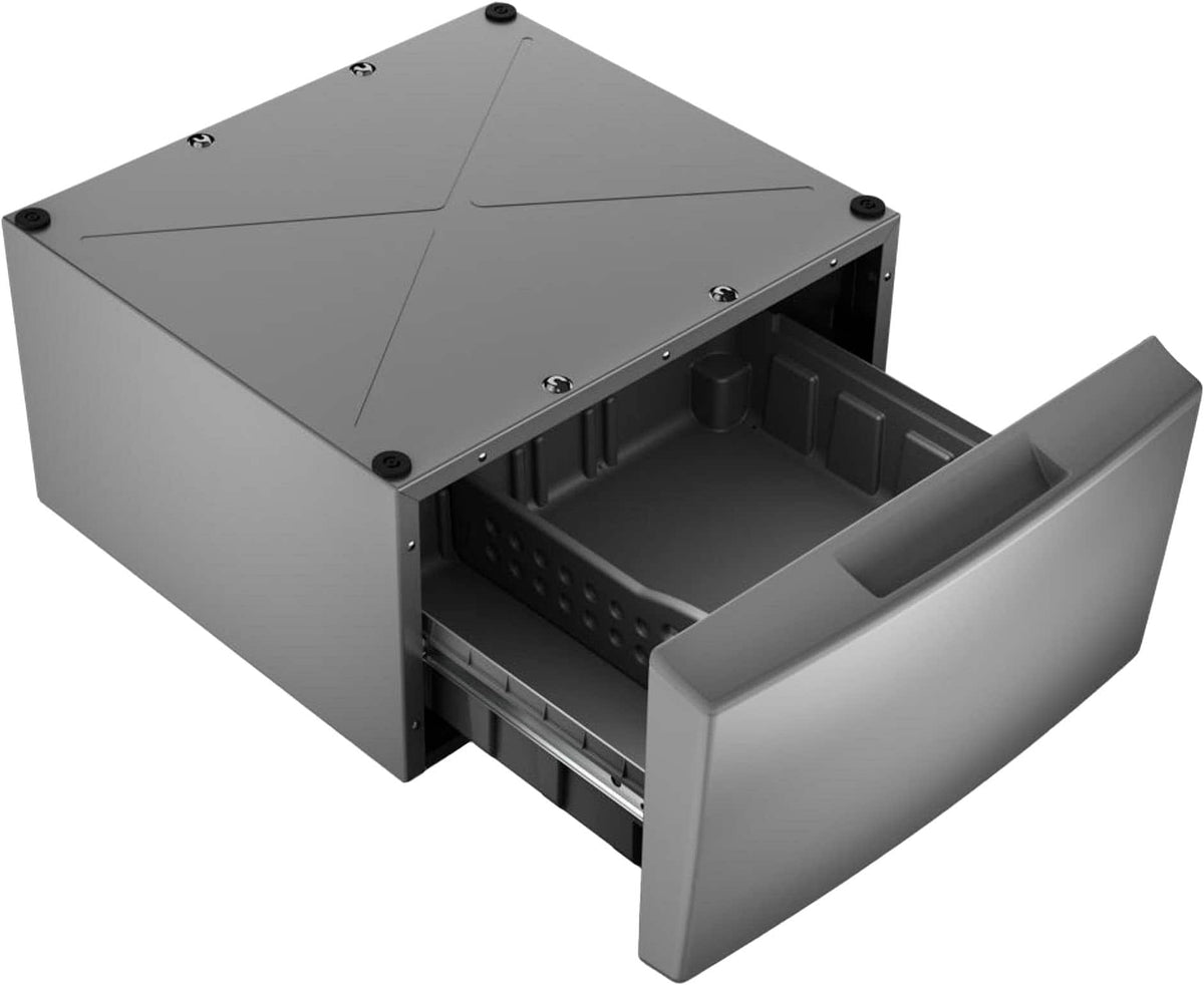 Whirlpool - 15.5 in Pedestal for Front Load Washer and Dryer with Storage - Silver
