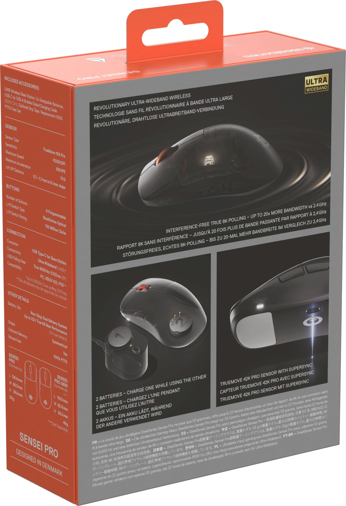 SteelSeries - Sensei Pro Wireless Optical Symmetrical Gaming Mouse with 8K Polling – Ultra-Wideband/RF for PC - Wireless - Black