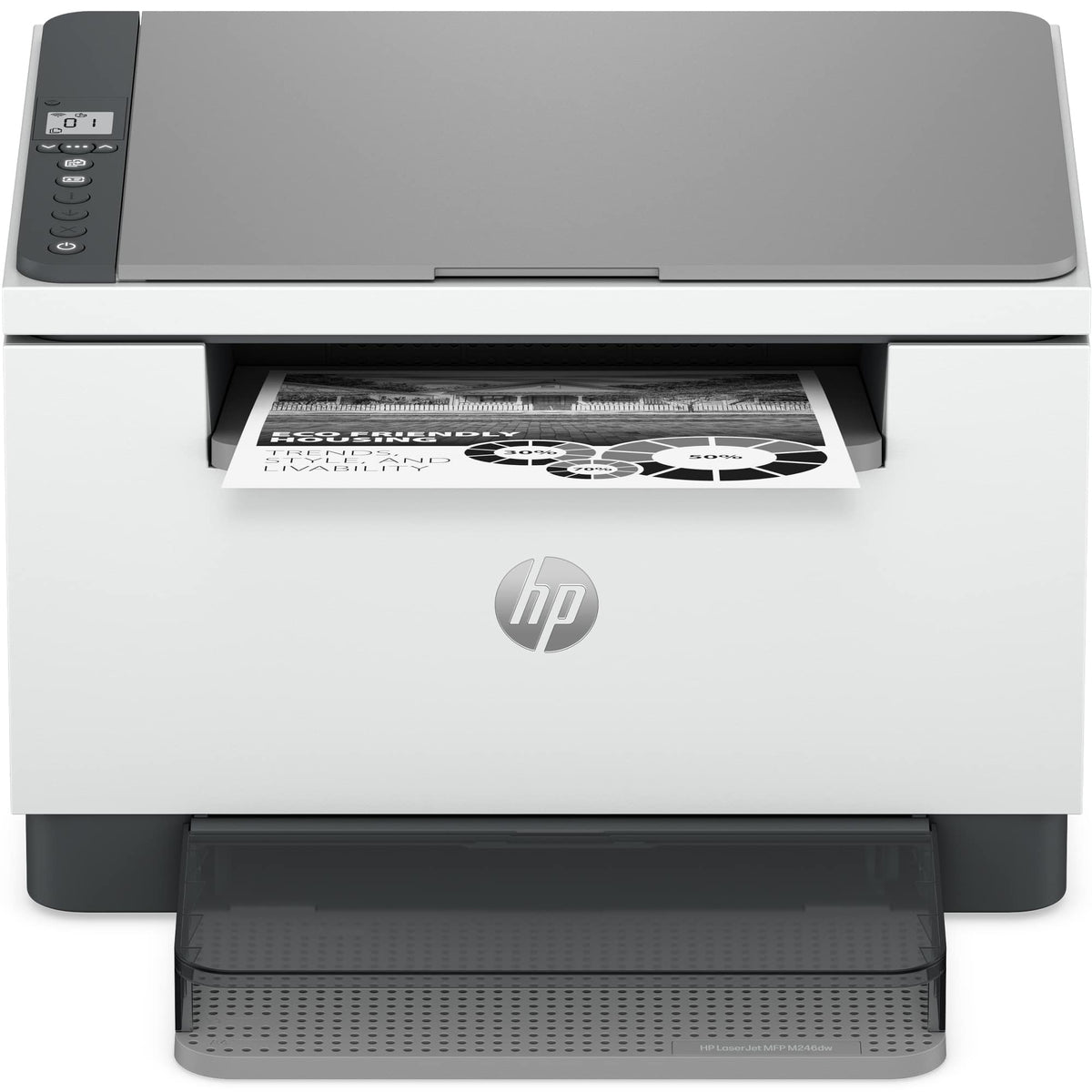 HP - LaserJet MFP M246dw Wireless Black-and-White All-in-One Laser Printer, Scanner, Copier, AI-Enabled - White
