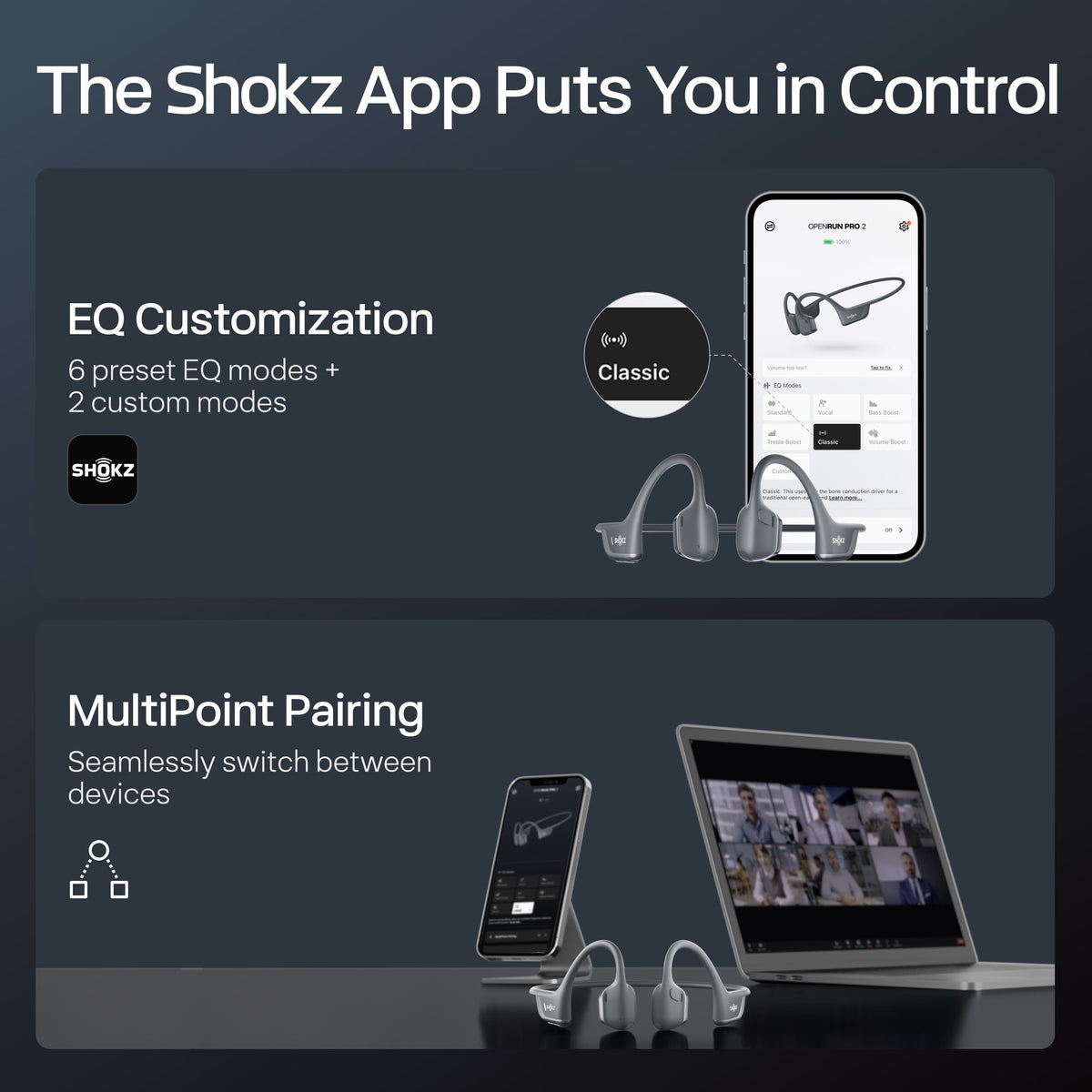 Shokz - OpenRun Pro 2 Mini Wireless Bone Conduction Open-Ear Bluetooth Sports Headphones - Black