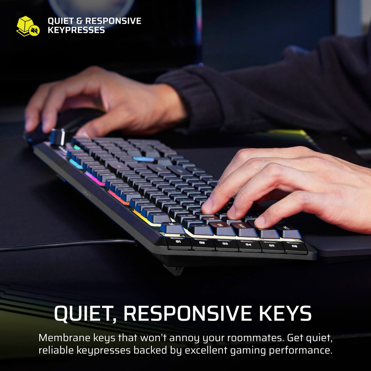 CORSAIR - SKIFF 100 PLUS Gaming Keyboard – 10-Zone RGB – 100% - Rotary Dial - Quiet, Responsive Switches – IP53 - Black