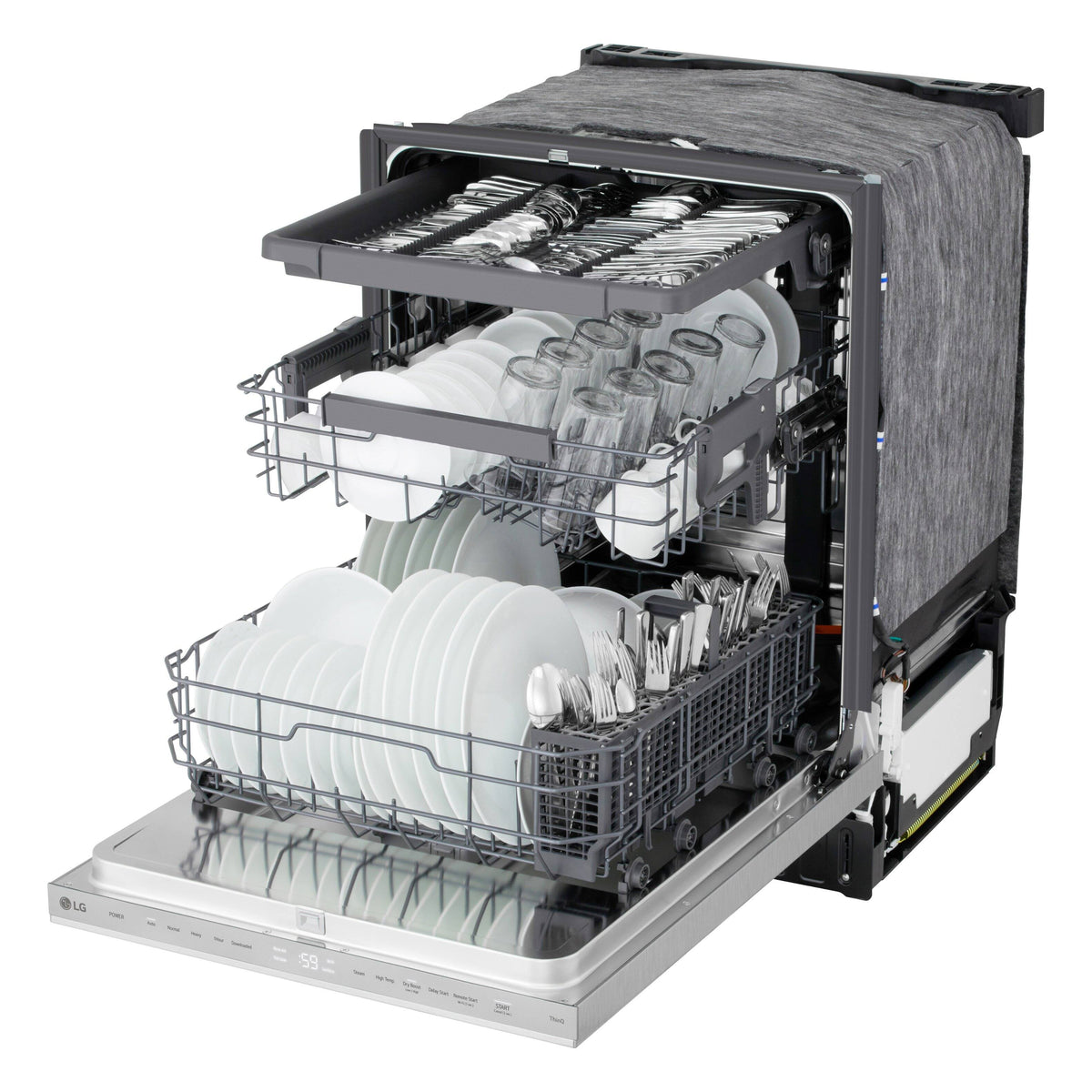 LG - FlushFit 24-in Top Control Smart Built-In Stainless Steel Tub Dishwasher with 3rd Rack, 1-Hour Wash and Dry, 46dBA - Stainless Steel