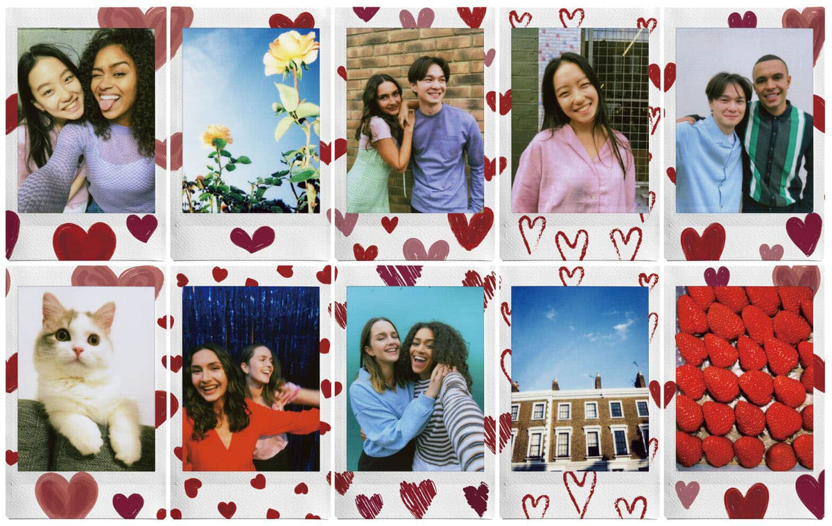 Fujifilm - Instax Mini Heart Sketch Film - Instant Print Camera Compatilble