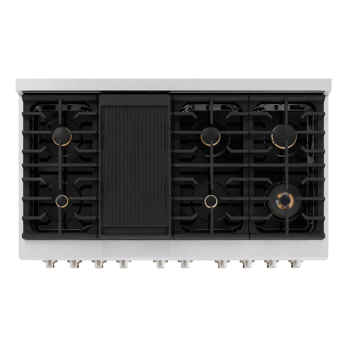 48 in. Wide 8 Burner ZLINE Paramount Double Oven Dual Fuel Satin Steel Range  (SDRS-BR-48) - Stainless Steel