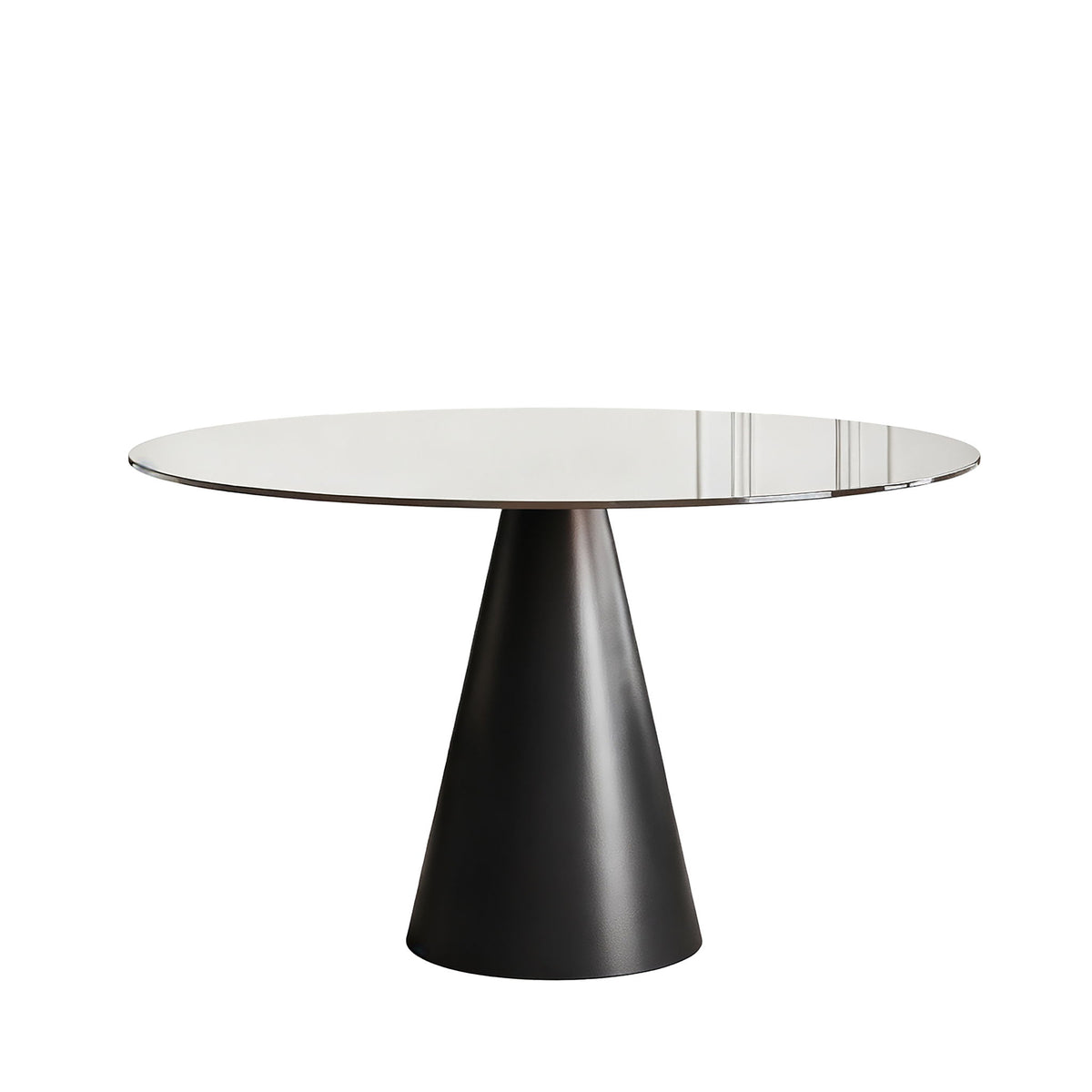 Mesa de comedor redonda y superficie de vidrio templado - Negro / Marrón