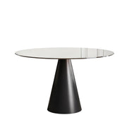 Mesa de comedor redonda - Negro / Marrón - Vidrio templado