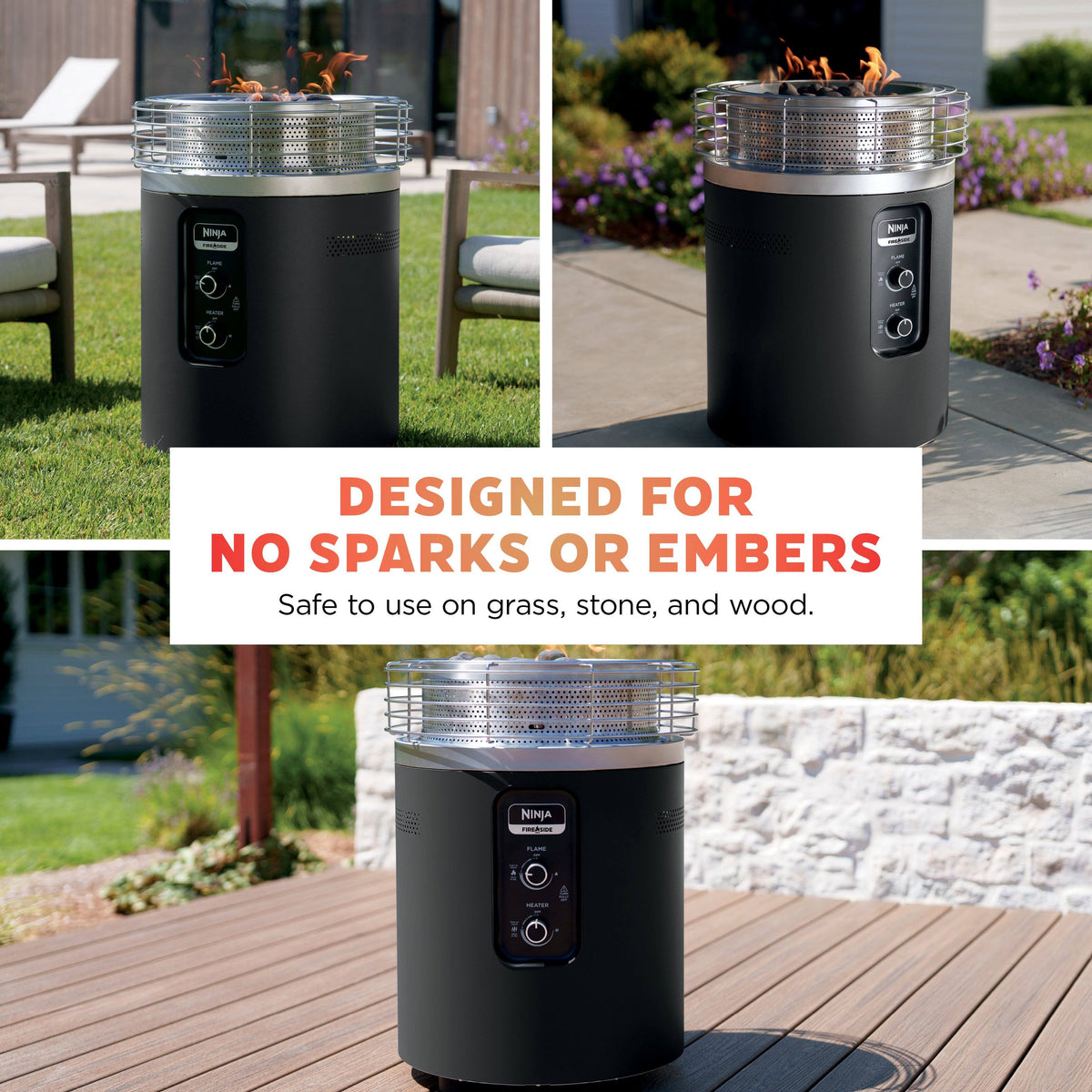 Ninja - Fireside360 Outdoor Heater & Fire Pit - Black