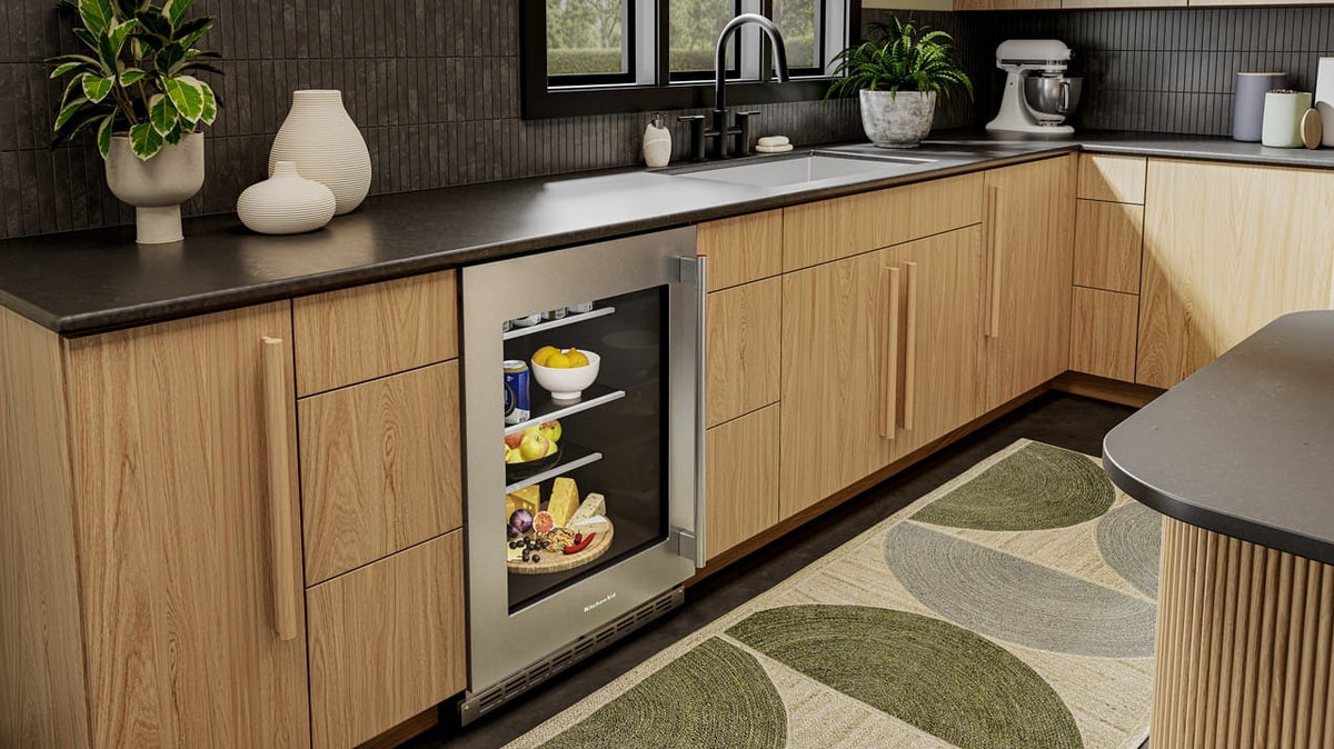 KitchenAid - 5.2 Cu. Ft. Undercounter Refrigerator Glass Door and Shelves with Metallic Accents - PrintShield Stainless Finish