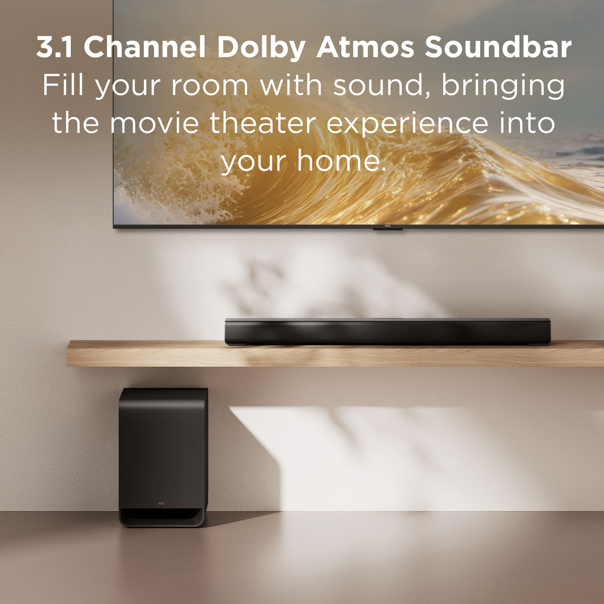 TCL - S-Class S60K 3.1 Channel Dolby Atmos Soundbar with Wireless Subwoofer (2026) - Charcoal