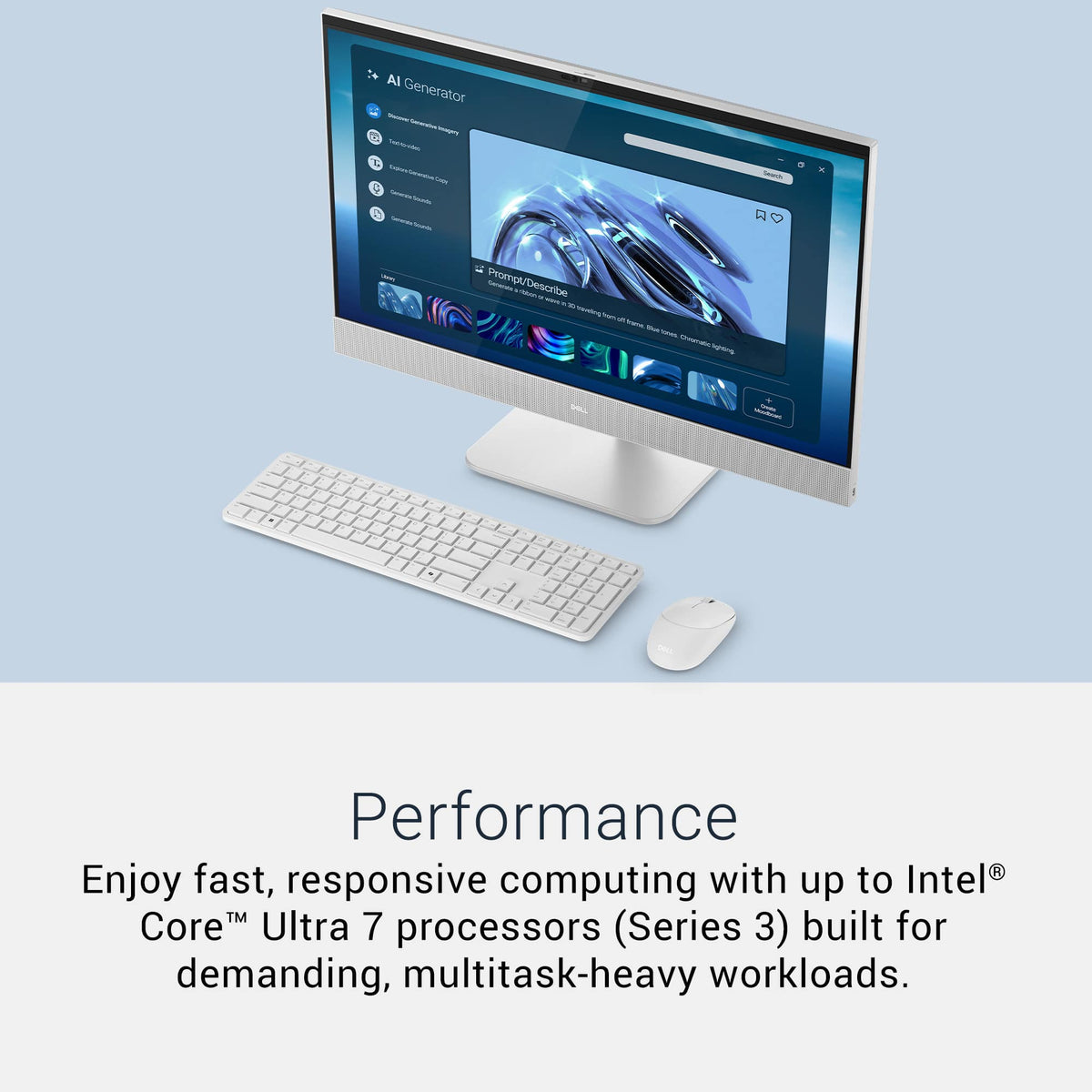 Dell - 27" 2K IPS Touchscreen All-in-One - Intel Core Ultra 7 Series 3 355 2026 - 16GB Memory - 1TB Storage - Copilot+ PC - Light Ash