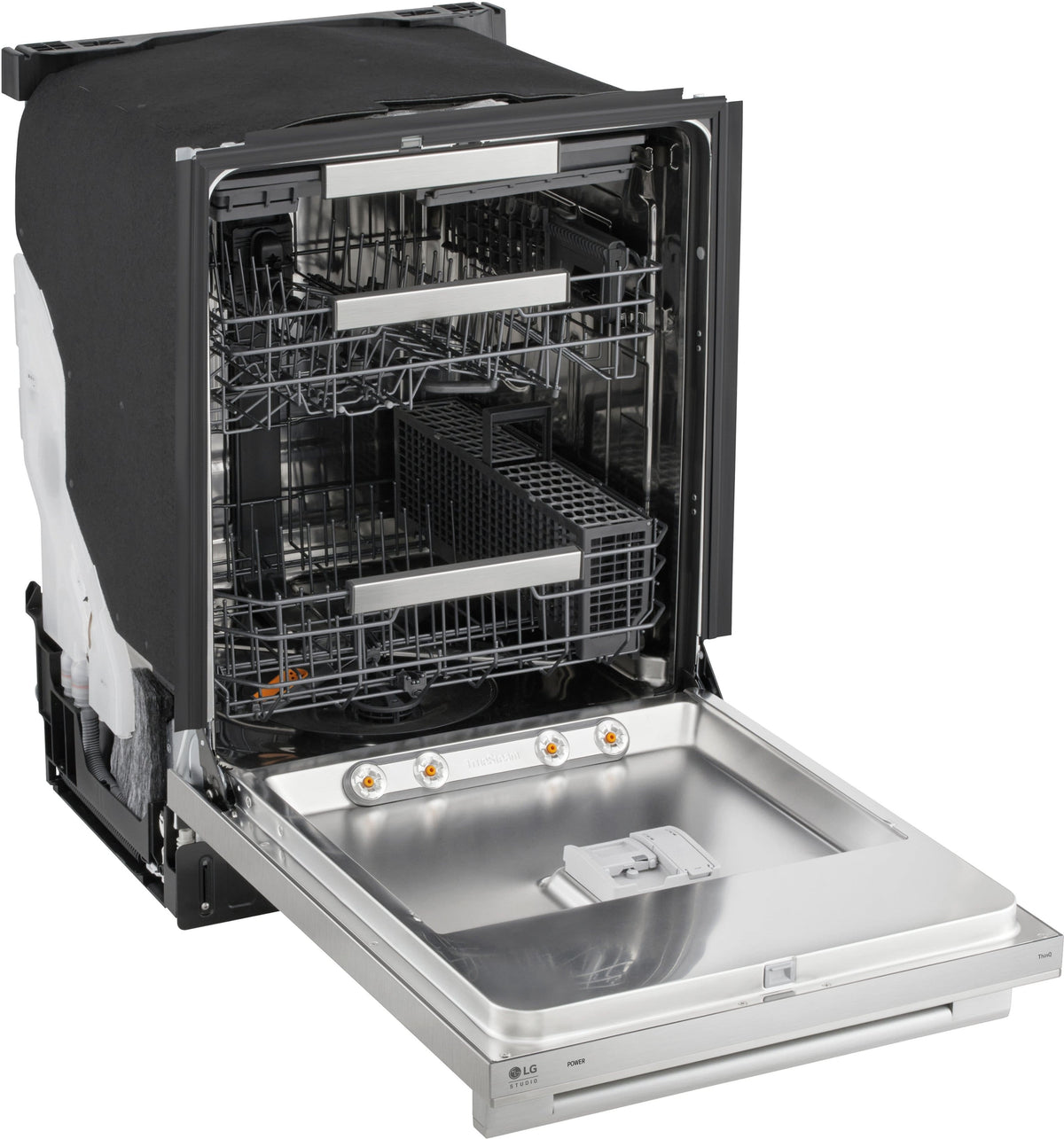 LG - STUDIO FlushFit 24-in Top Control Smart Built-In Stainless Steel Tub Dishwasher w/3rd Rack, 1 Hour Wash and Dry, 39dBA - Stainless Steel