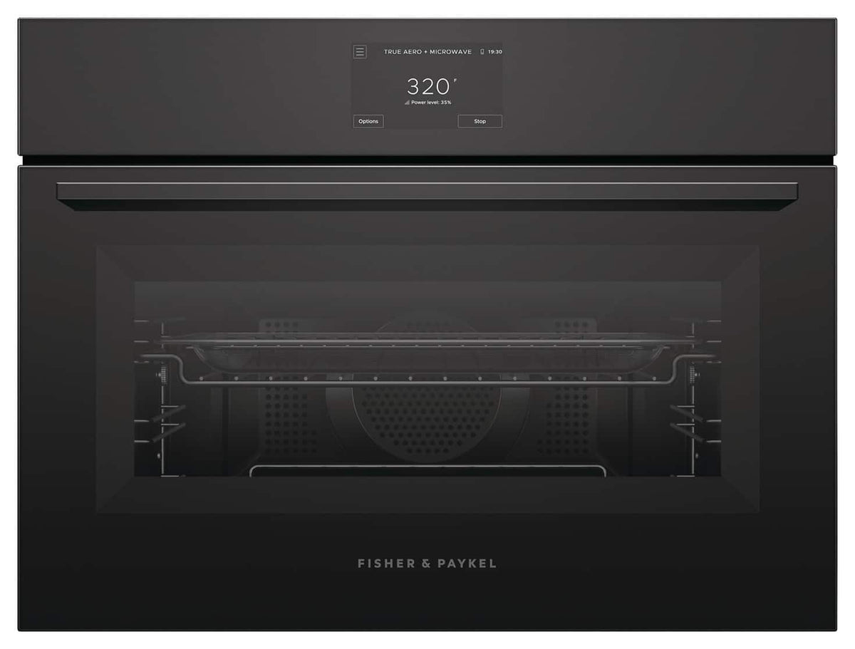 Fisher & Paykel - 24" 1.7 Cu Ft Built-in Convection Speed Oven, 5" Touchscreen - Compact - Minimal - Black
