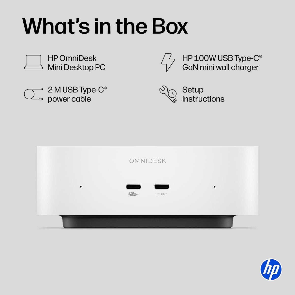 HP - OmniDesk Mini PC - Intel Core 3 304 - 8GB Memory - 128GB UFS - Cashmere White