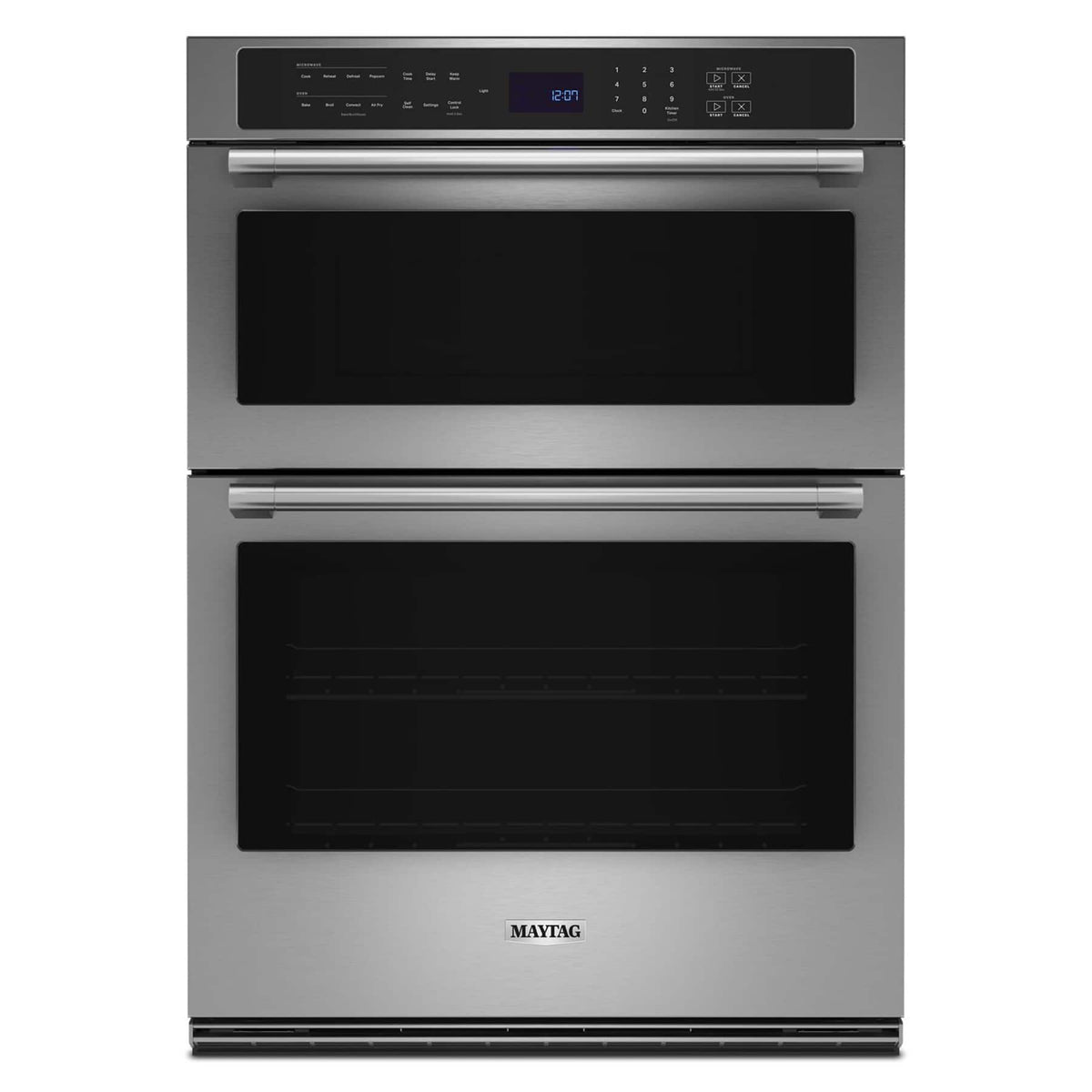 Maytag - 30" Built-In Electric Convection Double Wall Combination with Microwave and Air Fry - Stainless Steel