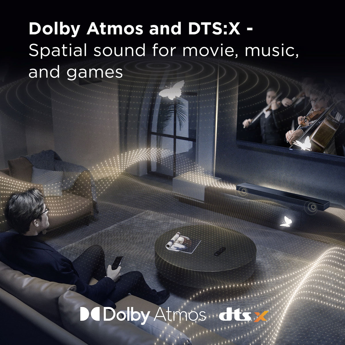 TCL - Q65H Q Class 5.1 Channel Soundbar with Dolby Atmos, Ray Danz Technology, and Wireless Subwoofer - Black