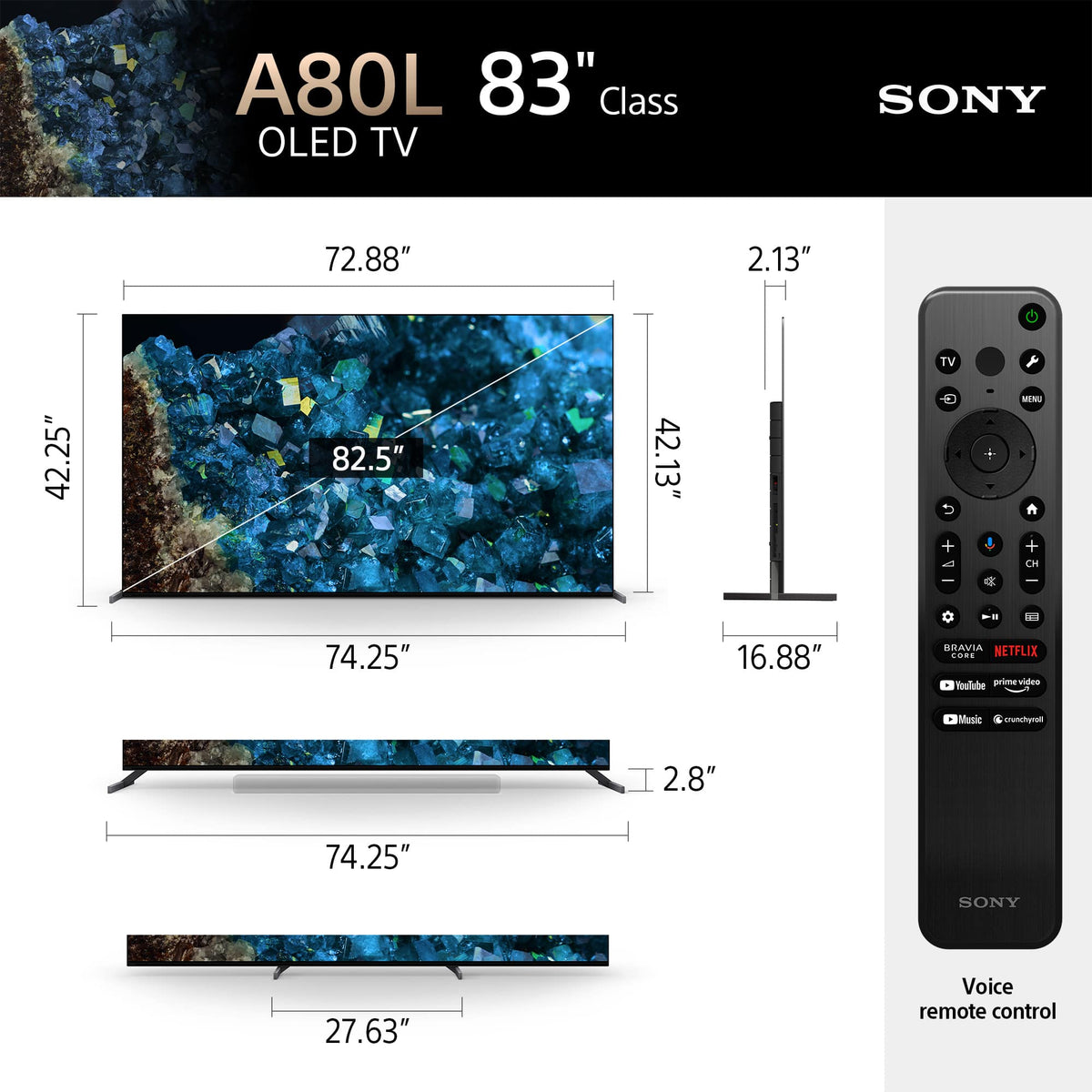Sony - 83" Class BRAVIA XR A80L OLED 4K UHD Smart Google TV (2023)