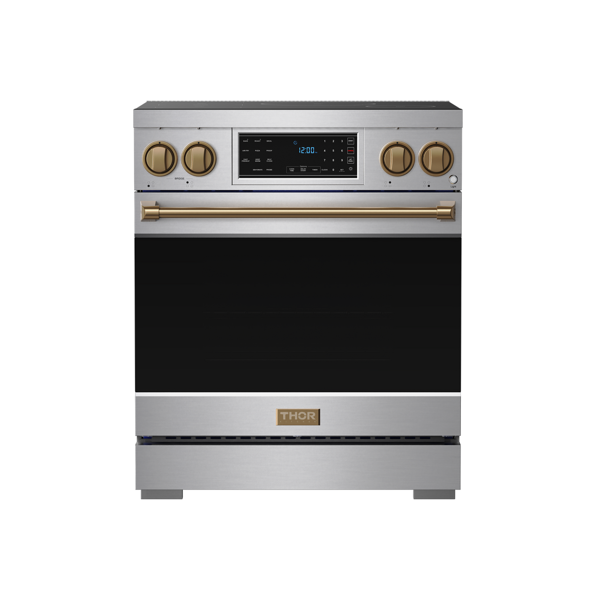 Gordon Ramsay Series by Thor Kitchen 4.8 Cu. Ft Freestanding Induction Range with Bronze Hardware - Stainless Steel
