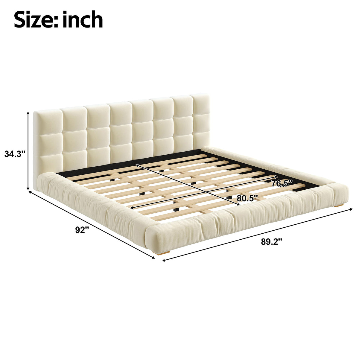 Base de cama tapizada con cabecero capitoné