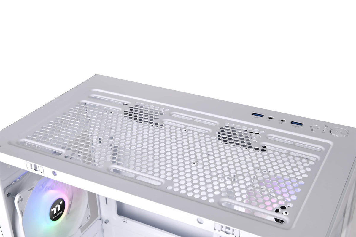 Thermaltake - View 170 TG ARGB  Micro-ATX Mid-Tower PC Case - Snow