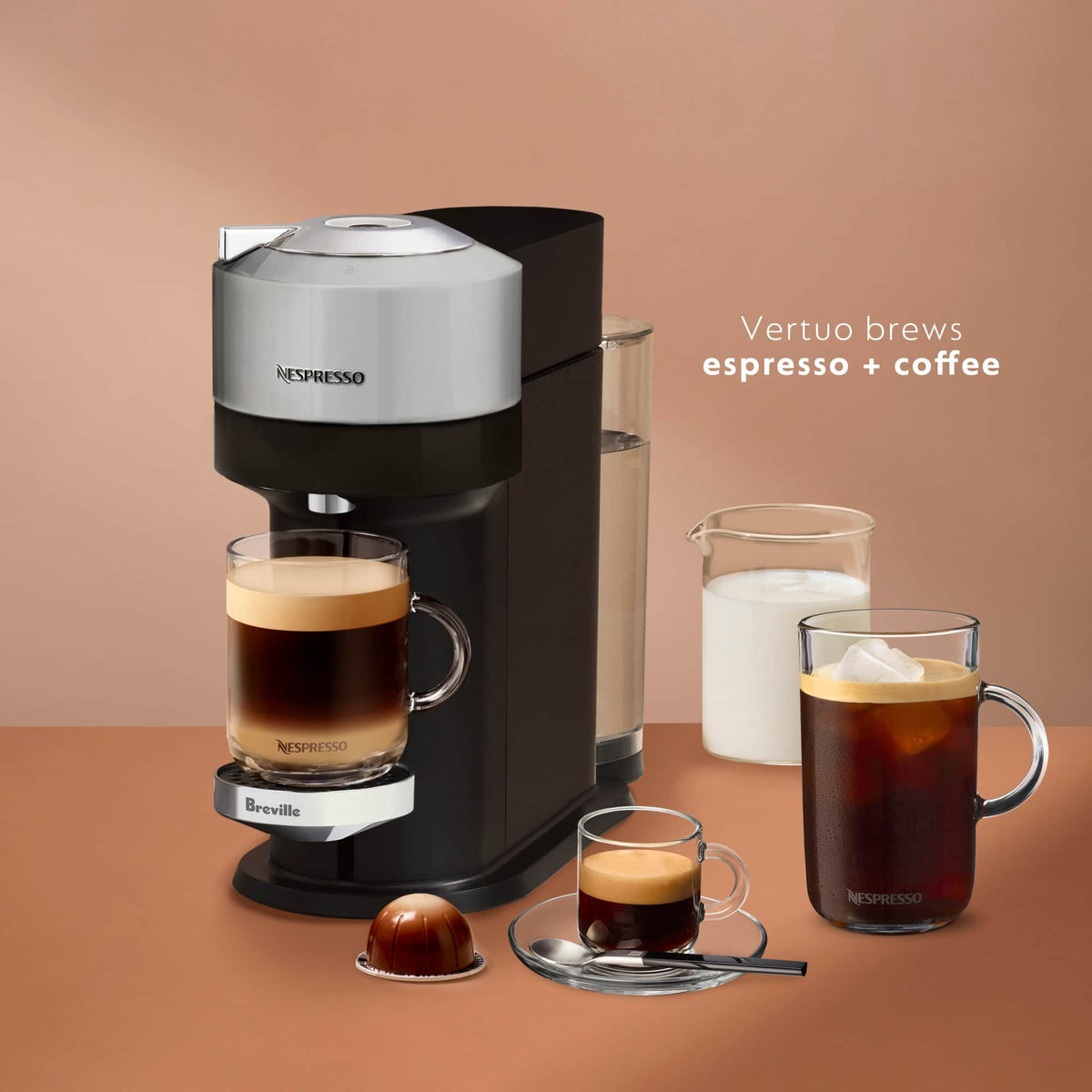 Nespresso - Vertuo Next Deluxe Bundle by Breville - Dark Chrome