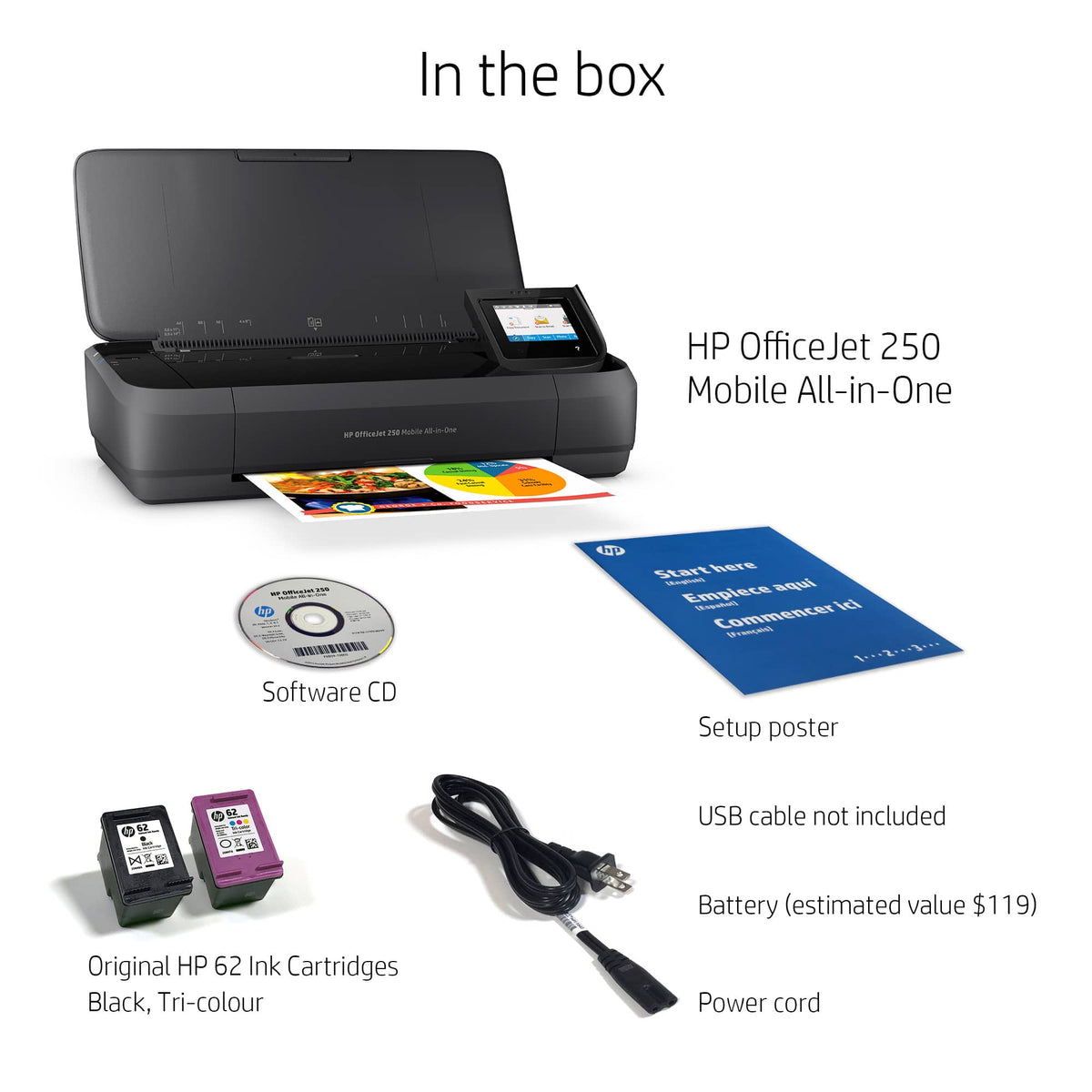 HP - OfficeJet 250 Mobile Wireless All-In-One Inkjet Printer - Black