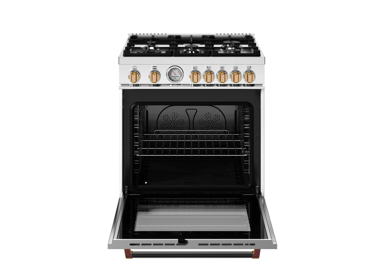 Bertazzoni - 30" Master Series All-Gas Range - Bianco Matte / Brushed Gold - Bianco Matt