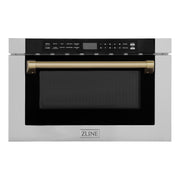 ZLINE - Autograph Edition 24 in. 1.2 cu. ft. Built-in Microwave Drawer - Stainless Steel and Champagne Bronze Accents