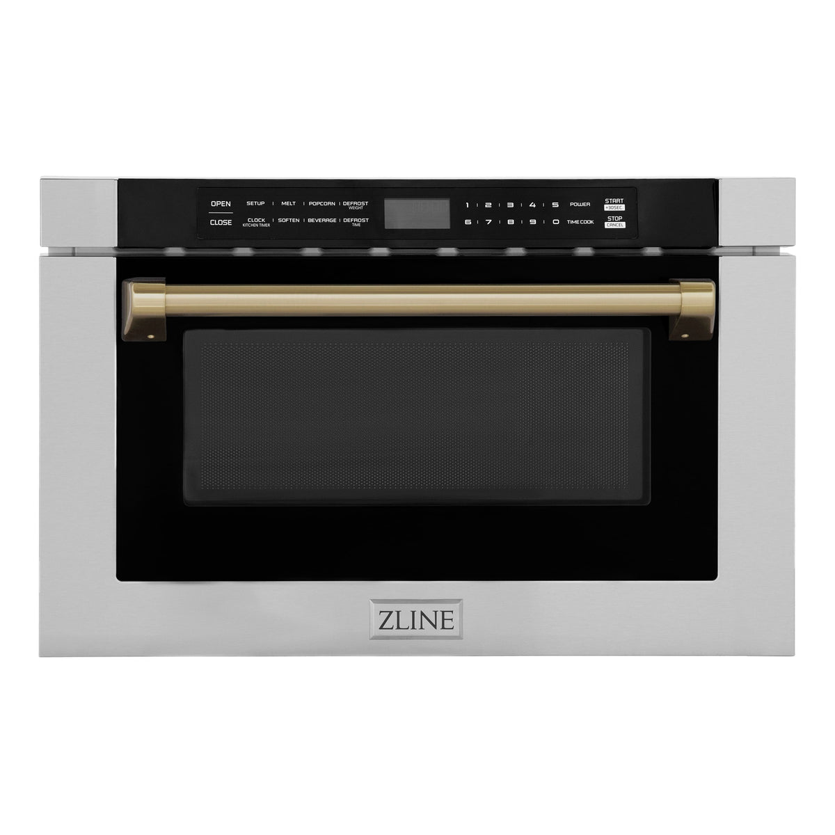 ZLINE - Autograph Edition 24 in. 1.2 cu. ft. Built-in Microwave Drawer - Stainless Steel and Champagne Bronze Accents
