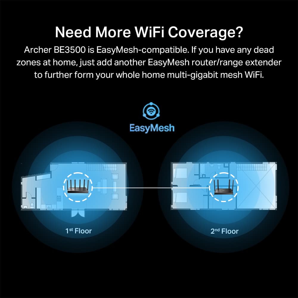 TP-Link - Archer BE3500 Dual-Band Wi-Fi 7 Router - Black