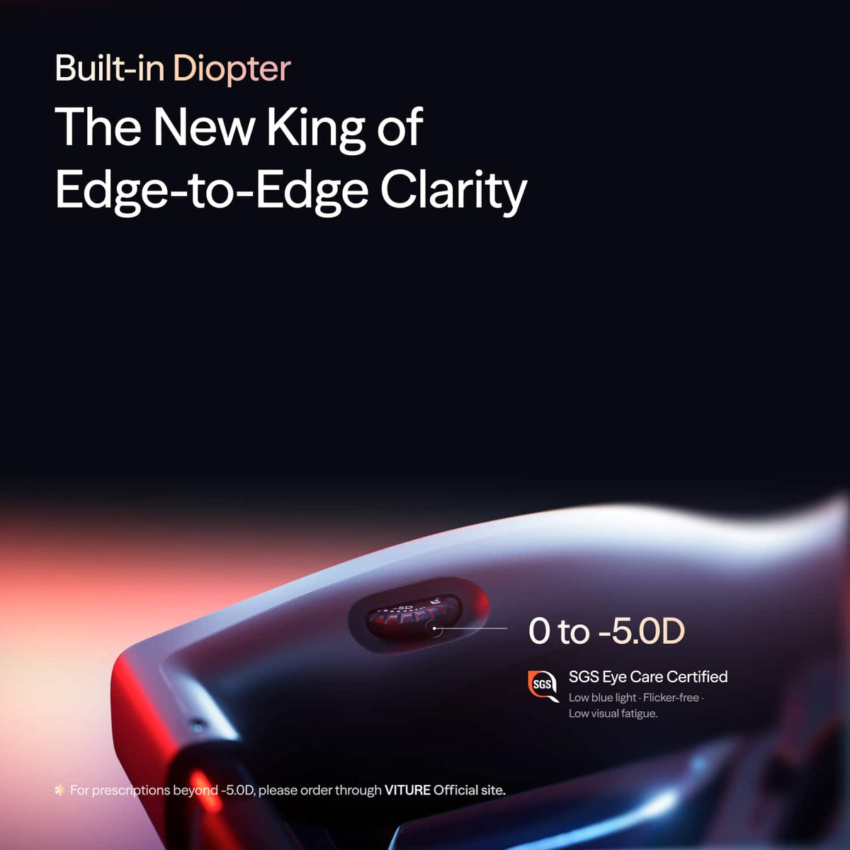 VITURE - Pro 2 XR/AR Glasses: UltraClarity 3.0, Myopia Adjustment, 120Hz/50°, Sony MicroOLED, Switch 1/2, iPhone/Android, Mac/PC - Black