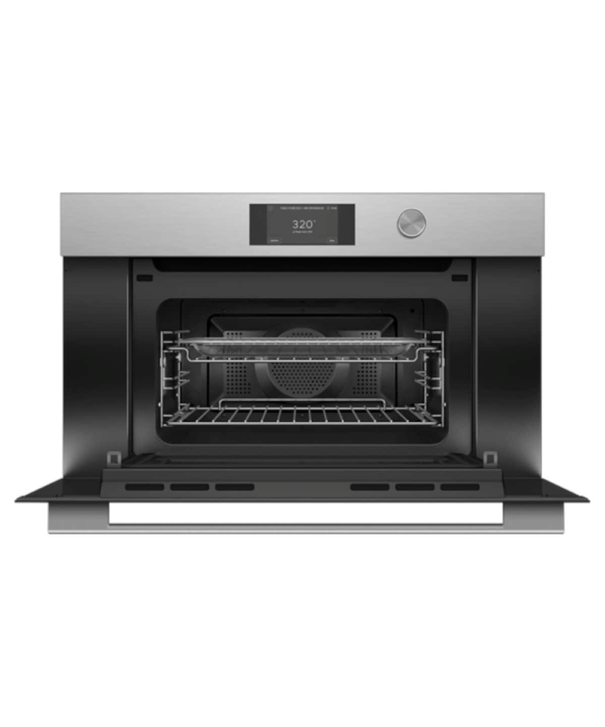 Fisher & Paykel - 30" 1.7 Cu. Ft. Single Convection Speed Oven, 5" Touchscreen w/Dial - Compact - Contemporary - Brushed silver