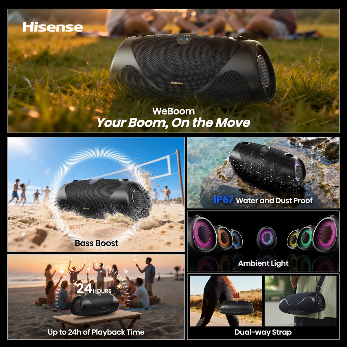 Hisense - Portable Speaker - Black