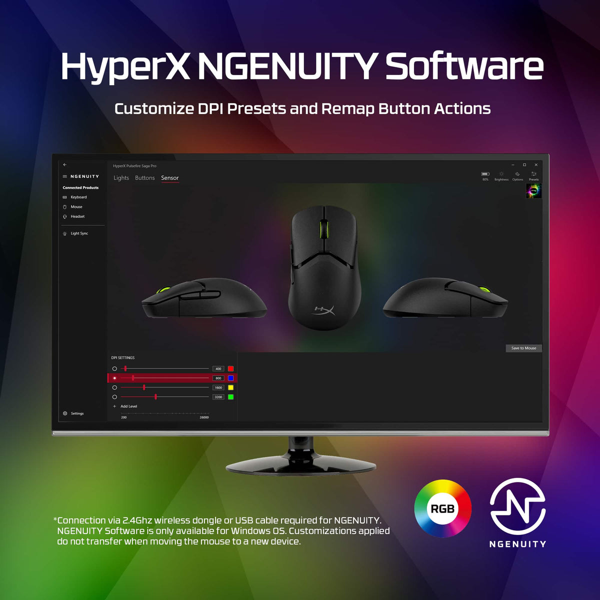 HyperX - Pulsefire Saga Pro Lightweight Wireless Optical Gaming Mouse with 4K Polling Rate - Wireless - Black
