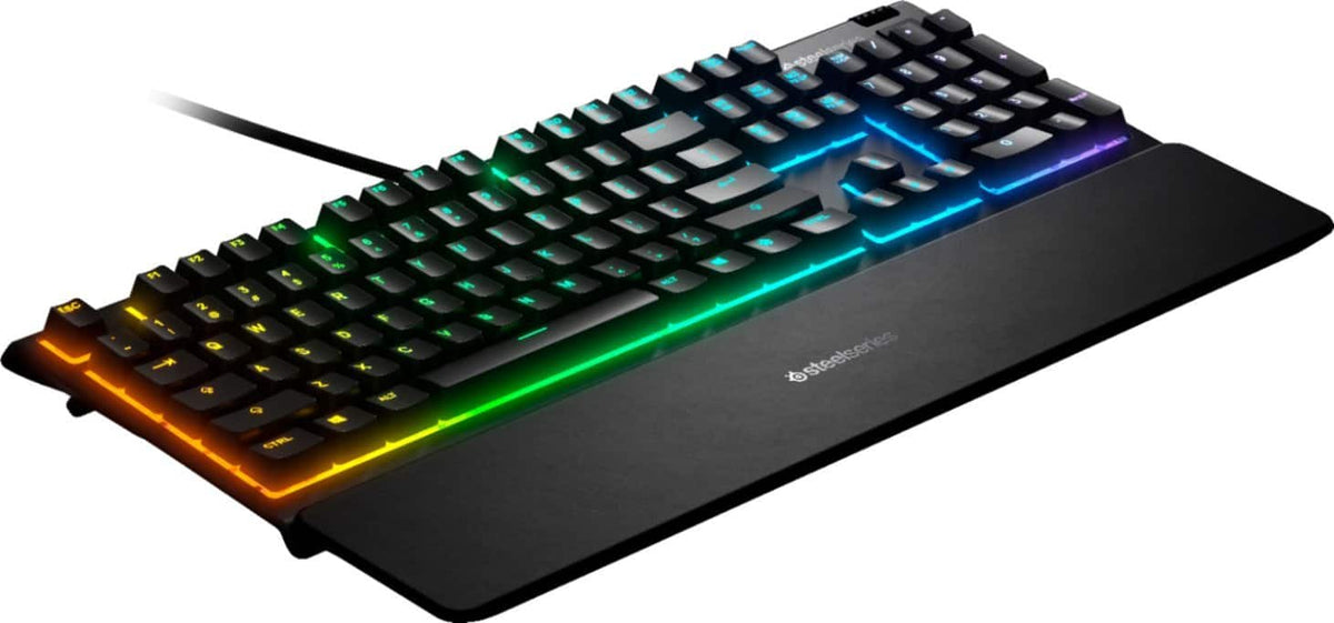 SteelSeries - Apex 3 Full Size Wired Membrane Whisper Quiet Switch Gaming Keyboard with 10 zone RGB Backlighting - Black