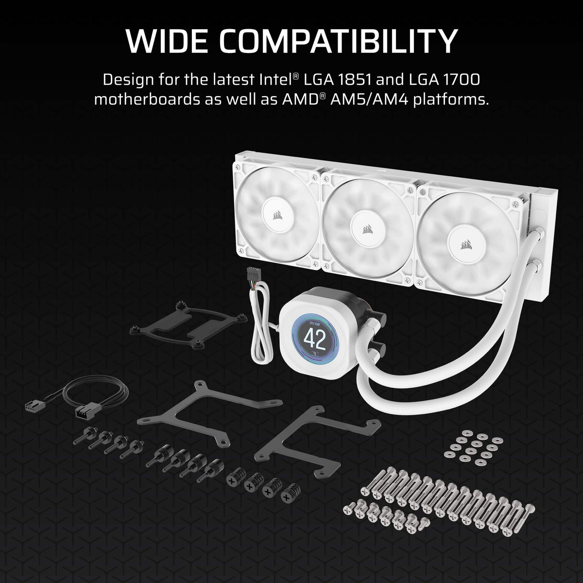 CORSAIR - NAUTILUS 360 RS LCD Liquid CPU Cooler - White