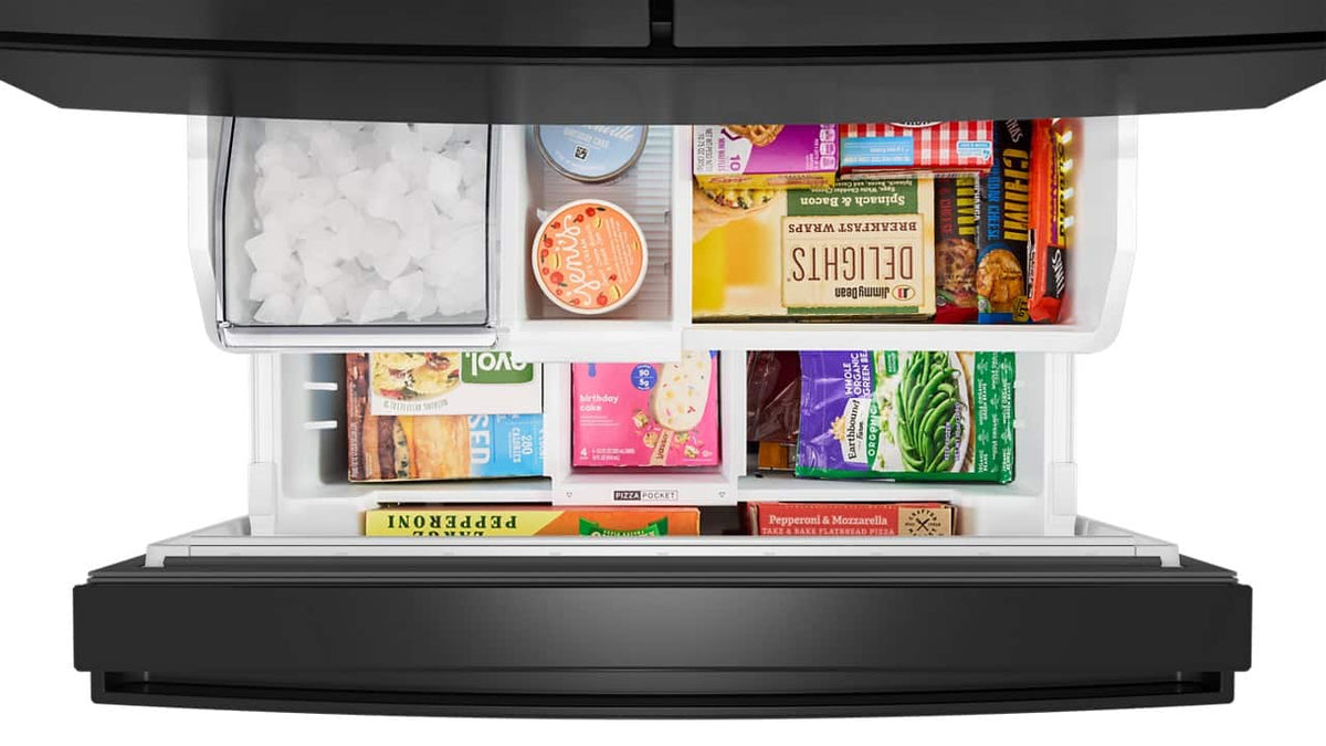 Whirlpool - 36 in. Wide 30 cu. ft. Family-Sized Capacity French Door Refrigerator with Flexible Temperature Drawer - Print Resist Blk Stnlss